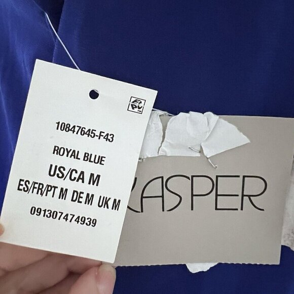 Kasper Cowl Neck Blouse Top Short Sleeve Royal Blue Stretch MEDIUM NEW - Picture 5 of 10